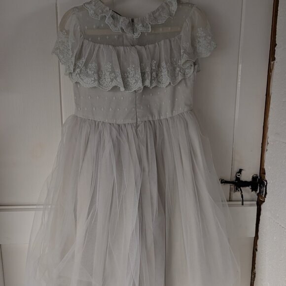 NWOT - Trish Scully Child - Silver Tulle Lace Dress - Size 8 - SIMPLY PERFECT! - Picture 2 of 6